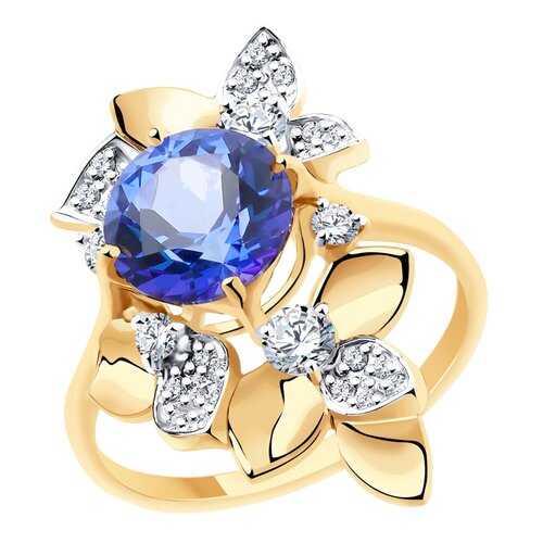 Кольцо женское SOKOLOV из золота с топазом и фианитами Swarovski 715942 р.18 в Модис