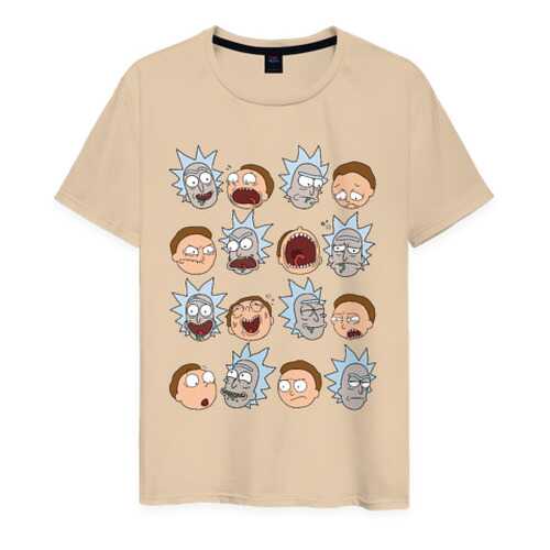 Футболка мужская ВсеМайки Faces Rick and Morty бежевая 4XL в Модис