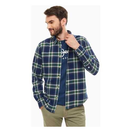 Рубашка мужская Pepe Jeans PM306115.548 синяя/зеленая/белая/оранжевая XXL в Модис